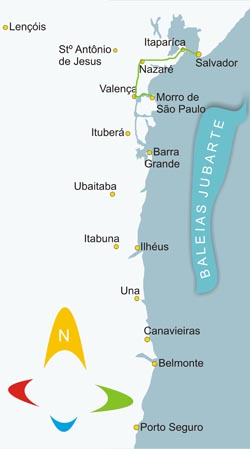Mapa como chegar em Morro de São Paulo via terrestre